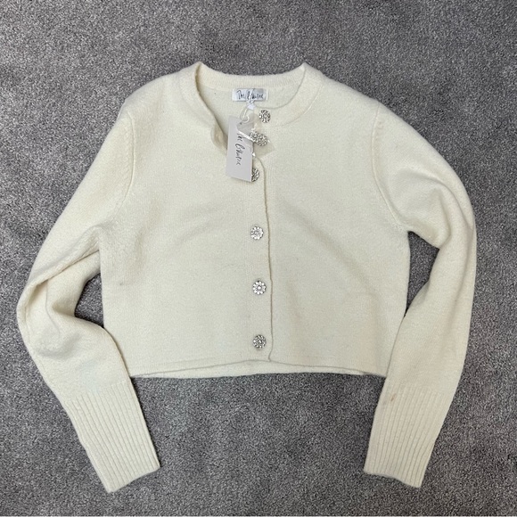 Brand New Junee The Collective Off white flower button Cardigan size Small - Picture 2 of 6